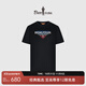 比音勒芬【親膚柔軟】夏季男士戶(hù)外休閑個(gè)性撞色字母印花圓領(lǐng)短袖T恤上衣 07黑 M （100）
