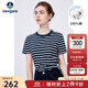 Navigare意大利小帆船短袖T恤女夏季純棉條紋體恤衫時(shí)尚顯瘦圓領(lǐng)百搭汗衫 海軍藍/白 M