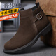 普步仕品牌反絨皮切爾西靴男2025年新款真皮英倫男士工裝鞋拉鏈馬丁靴子 深棕色 42 標準皮鞋碼
