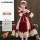 蘿卜唄唄（LUOBOBEIBEI）女童公主裙秋季連衣裙韓版兒童裙子洛麗塔表演服 紅色加絨 170