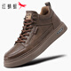 紅蜻蜓男鞋復古加絨保暖厚底板鞋增高防潑水百搭休閑鞋WTA450812D卡其41