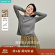 茵曼復古絞花高領(lǐng)純羊毛衫2025秋季女裝新款打底針織上衣 貴族灰 XL