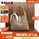百麗女包25新真皮菜籃子包緞面絲巾通勤單肩斜挎手提包BL828BX5 淺灰