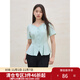 獨束大碼女裝花邊領(lǐng)收腰A擺襯衫2025夏季新品胖mm氣質(zhì)通勤小衫 薄荷綠 XL （尺碼：3）