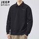 JEEP SPIRIT吉普POLO衫男士衛衣秋冬季寬松長(cháng)袖翻領(lǐng)t恤衫上衣男 黑色 L