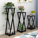 瀟崇陽(yáng)臺花架子客廳花盆架鐵藝盆栽架置物架多層盆景架北歐落地花幾 100cm【黑架+黑色板】