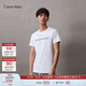 Calvin KleinJeans夏季男女情侶中性簡(jiǎn)約經(jīng)典ck印花純棉通勤短袖T恤J323261 YAF-白色 XL  （推薦165-180斤）