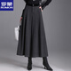 羅蒙（ROMON）高級感羊毛呢闊腿褲女2025新款秋冬季寬松爆款裙褲加厚休閑九分褲 黑灰色 M 建議92-102斤