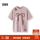 森馬（Semir）短袖T恤女中長(cháng)款做舊oversize夏2025蝴蝶結破洞衣服109325100036