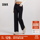 森馬（Semir）森柔牛仔|牛仔褲女抓毛闊腿褲街頭個(gè)性冬季寬松長(cháng)褲103724124001B