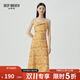 深呼吸DEEP BREATH女裝無(wú)袖花色高腰吊帶連衣裙A500241 黃 L (4碼)