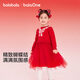 巴拉巴拉童裝女童連衣裙網(wǎng)紗公主裙拼接紅色新年拜年服女童裙