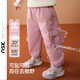 ASK JUNIOR強防水羽絨褲兒童褲子冬加厚保暖女小童長(cháng)褲硬殼工裝褲 粉色 130 