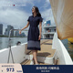 Tommy Hilfiger【條紋裙擺】春夏女裝氣質(zhì)休閑五?？凼昭@瘦POLO連衣裙 藏青色FAP XS