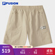 FILA FUSION斐樂(lè )潮牌梭織五分褲男2025秋季新款休閑拼色寬松短褲 軍旅卡其-LK XL 180/88A/XL
