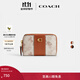蔻馳（COACH）女士馬車(chē)印花ESSENTIAL小號環(huán)繞式拉鏈卡包 B4/粉筆白色 灰褐色