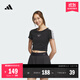 adidas蝴蝶結圖案修身短款上衣圓領(lǐng)短袖T恤女夏季阿迪達斯輕運動(dòng) 黑色   L