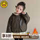 G.duck小黃鴨女童加絨皮衣冬季外套兒童韓系花邊夾克女寶寶秋冬裝上衣 咖色花邊加絨皮衣 120 (建議105-115cm 5-6周歲)