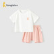 童泰（TONGTAI）嬰兒短袖套裝夏季薄款寶寶衣服男女童pp褲上衣T恤短褲粉色100cm