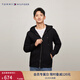TOMMY HILFIGER【抓絨保暖】秋冬男裝休閑純色連帽拉鏈開(kāi)衫重磅衛衣外套 黑色BDS M （推薦：135-150斤）