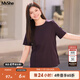 MsShe大碼女裝2025夏裝【天絲棉】高端顯瘦短袖正肩T恤女微胖妹妹 西梅紫色現貨 5XL