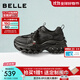 百麗（Belle）復古亮片老爹鞋女2026春新鏤空厚底串珠運動(dòng)休閑鞋F1J1DAM6預售 黑色 37
