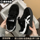 回力四季復古德訓鞋女2025秋冬新款厚底板鞋休閑百搭運動(dòng)鞋軟底阿甘鞋女 黑白色（升級專(zhuān)柜品質(zhì)） 38