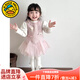 G.duck女童連衣裙春秋季洋氣女寶寶小香風(fēng)公主裙套裝周歲禮服兒童裙子 粉色 90 建議寶寶10-12公斤 24-36個(gè)月