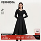 VEROMODA 連衣裙2024早秋新款針織拼接百褶連衣裙赫本小黑裙324346030