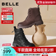 百麗（Belle）復古羊皮馬丁靴女2025冬新商場(chǎng)同款方跟休閑短靴E5S2DDD5 黑色 37