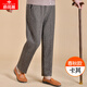 俞兆林（YUZHAOLIN）中老年女褲媽媽褲子秋裝新款寬松春秋老太太松緊腰直筒60歲奶奶褲 卡其-春秋款 3XL  推|薦120-135斤