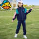 G.duck女童春秋裝運動(dòng)套裝秋款薄絨純棉2025新款中大童女孩洋氣時(shí)髦衣服 藏藍色 130 cm