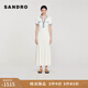 SANDRO春夏女裝法式簡(jiǎn)約氣質(zhì)白色撞色鏤空長(cháng)款針織連衣裙 10/白色 S
