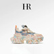 HR赫蓮娜【街頭涂鴉】老爹鞋女2026年春季新款厚底防滑透氣鞋子女潮 粉蘭色 37