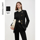 朗姿純羊毛黑色短外套2025年冬季新款高智氣質(zhì)設計感修身上衣女 黑色 M