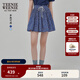 Teenie Weenie小熊女裝半身裙25夏季新款細褶花朵小清新蓬蓬短裙子 藏青色 S