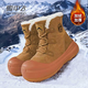雪中飛雪地靴女款2025冬季新款加絨保暖棉靴高顏值毛絨棉鞋 焦糖奶咖 38