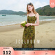 三彩2025夏季新款油畫(huà)吊帶裙無(wú)袖連衣裙開(kāi)叉長(cháng)裙復古法式M 叢林綠花卉 M 160/84A