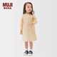 無(wú)印良品（MUJI）嬰童 雙層紗織 立領(lǐng)長(cháng)袖連衣裙女童童裝裙子連身裙25年秋季 暗黃色條紋 80 /48A