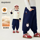 MQDMINI童裝童裝兒童加絨褲子冬款男女童衛褲時(shí)尚洋氣寬松束腳褲松鼠蘑菇