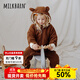 Milkbarn嬰兒衣服寶寶夾棉連體衣哈衣嬰童秋冬加厚保暖爬服外套 巧克力咖 90cm (18-24m)