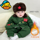 G.duck軍大衣兒童套裝加絨軍綠色嬰兒棉衣加厚寶寶棉服東北小孩冬季衣服 軍大衣_分體款送帽子包包 100 cm 建議26-30斤