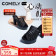 康莉（COMELY）商場(chǎng)同款魚(yú)嘴涼拖女25年夏季時(shí)尚羅馬涼鞋高跟拖鞋恨天高 黑色 37