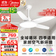 美的（Midea）風(fēng)扇燈餐廳吊扇燈led臥室52寸開(kāi)葉扇全光譜五葉扇熟睡風(fēng)包安裝
