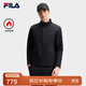 FILA 斐樂(lè )官方男裝梭織外套2025春新款時(shí)尚休閑基礎加絨立領(lǐng)夾克男 正黑色-BK XL