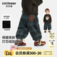 齊齊熊（ciciibear）[420G]齊齊熊男童褲子加絨加厚冬款寶寶格子褲兒童保暖褲冬季長(cháng)褲 藍灰格 100