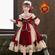 鯨團團女童公主裙新款長(cháng)袖裙子兒童秋裝學(xué)院風(fēng)洋氣時(shí)尚連衣裙 長(cháng)袖加絨酒紅香檳款+頭飾 110