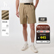 哈吉斯（HAZZYS）男裝 夏季混紡男褲【PHIZ系列】織帶設計寬松短褲男 淺卡其色LK 34 （175/82A）