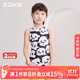 洲克（ZOKE）兒童連體三角卡通印花訓練女童游泳衣122625826 黑白粉小熊花160