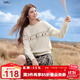 百圖（betu）2025年秋季新款毛針織衫少女感立體小花朵刺繡扭繩上衣女2509T43 米白 L